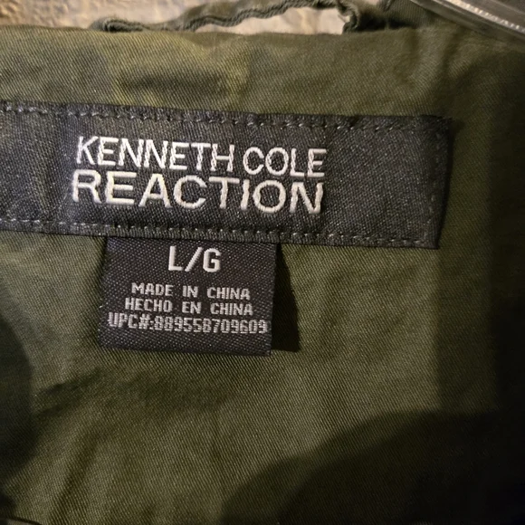Kenneth Cole Reaction Womens Olive Green Lightweight Hooded Long Sleeve Jacket L - Picture 10 of 10